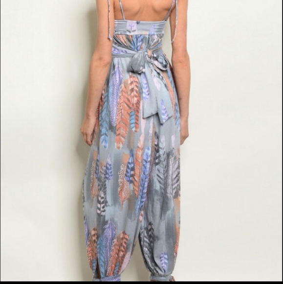 Bella Jumpsuit Gray Spaghetti Strap - Picture 3 of 3